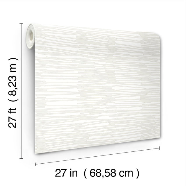 Water Reed Thatch Ivory & Glint Wallpaper with Metallic Modern Bohemian Pattern - York AG2096