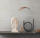 Water Reed Thatch Ivory & Glint Wallpaper with Metallic Modern Bohemian Pattern - York AG2096