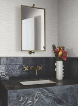 Water Reed Thatch Ivory & Glint Wallpaper with Metallic Modern Bohemian Pattern - York AG2096