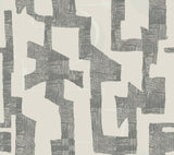 Modern Tribal Linen & Charcoal Wallpaper with Textured Geometric Pattern - York AG2101