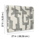 Modern Tribal Linen & Charcoal Wallpaper with Textured Geometric Pattern - York AG2101