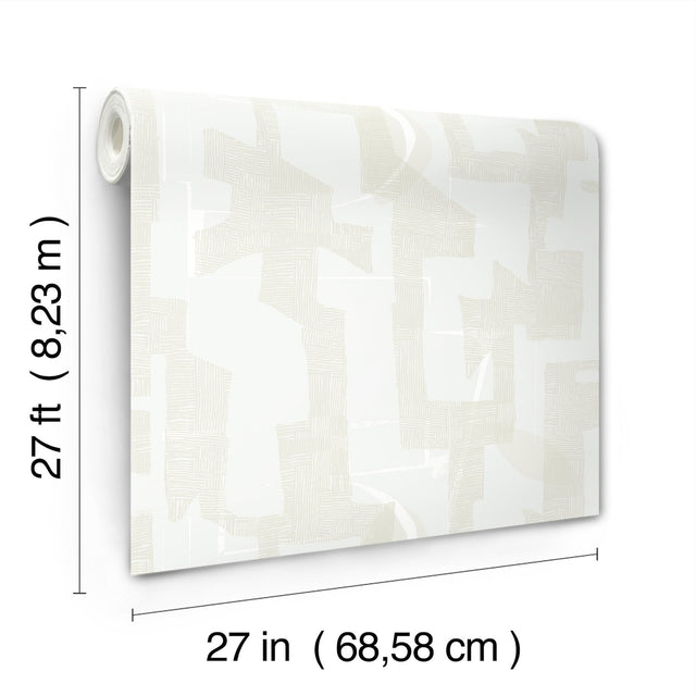 Modern Tribal Dove & Sand Wallpaper with Geometric Bohemian Pattern - York AG2102