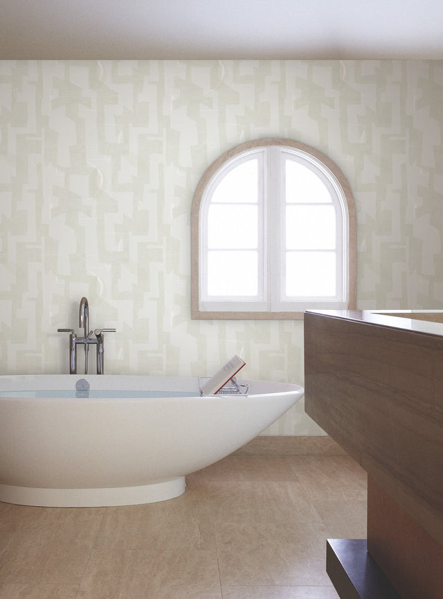 Modern Tribal Dove & Sand Wallpaper with Geometric Bohemian Pattern - York AG2102