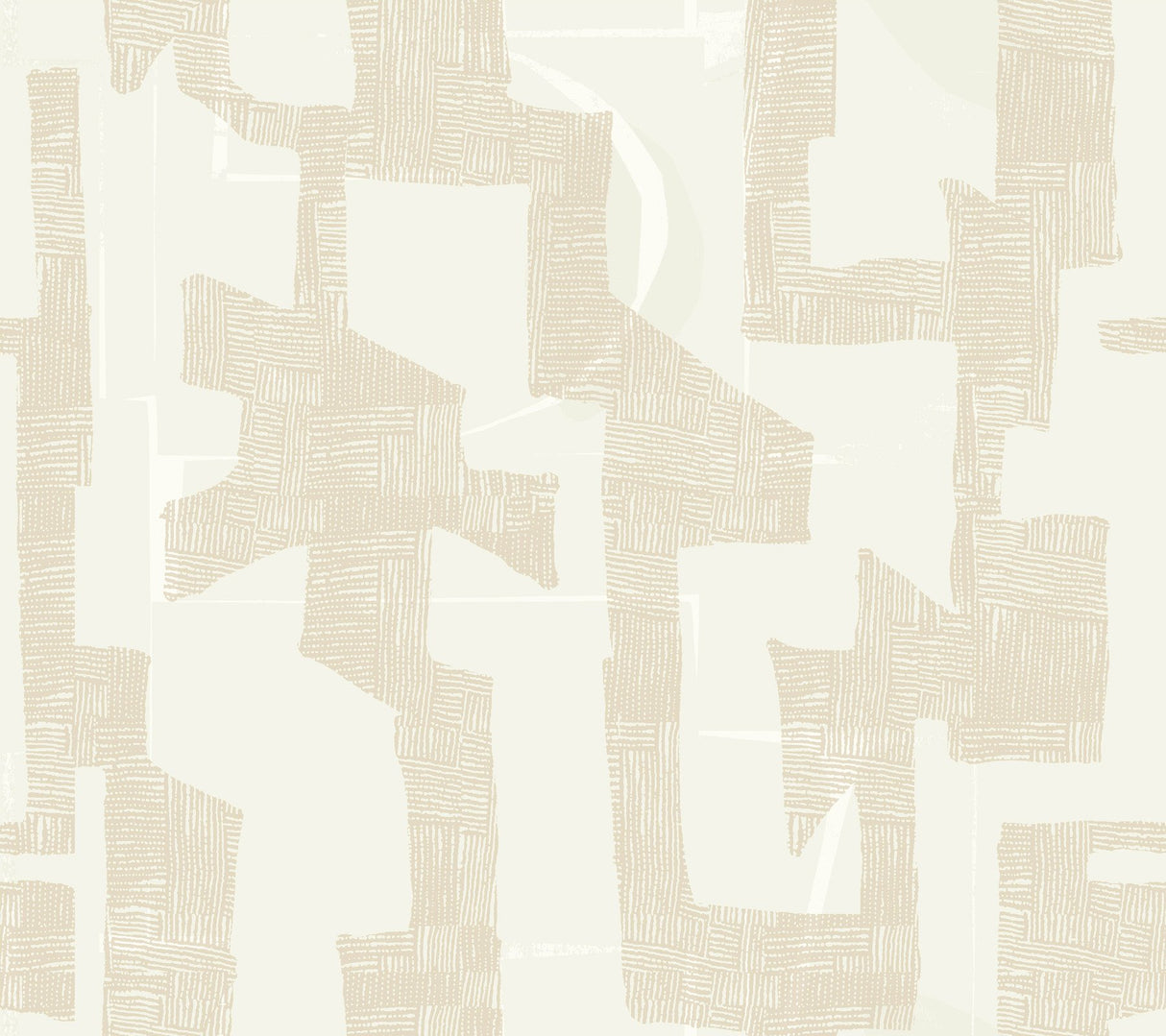 Modern Tribal Caramel & Cream Wallpaper with Textured Pearl Geometric Pattern - York AG2103
