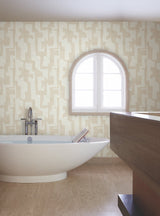 Modern Tribal Caramel & Cream Wallpaper with Textured Pearl Geometric Pattern - York AG2103