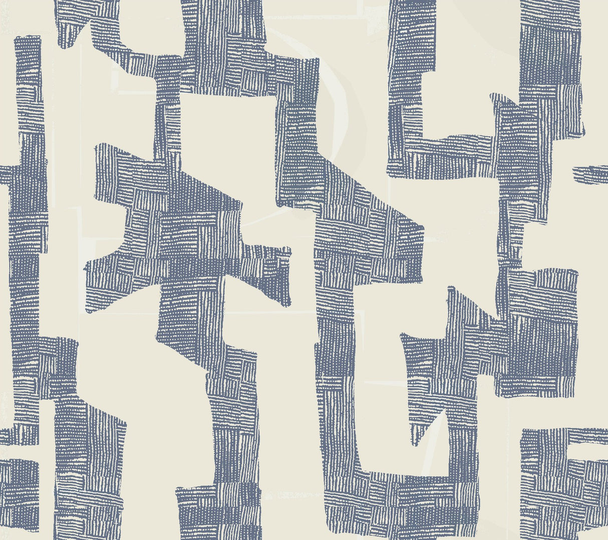 Modern Tribal Almond & Navy Wallpaper with Textured Geometric Pattern - York AG2104