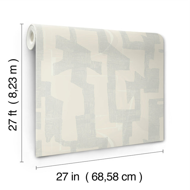 Modern Tribal Neutral & Grey Wallpaper with Geometric Bohemian Pattern - York AG2105