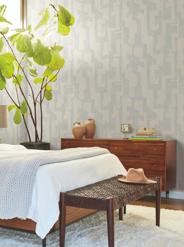Modern Tribal Neutral & Grey Wallpaper with Geometric Bohemian Pattern - York AG2105
