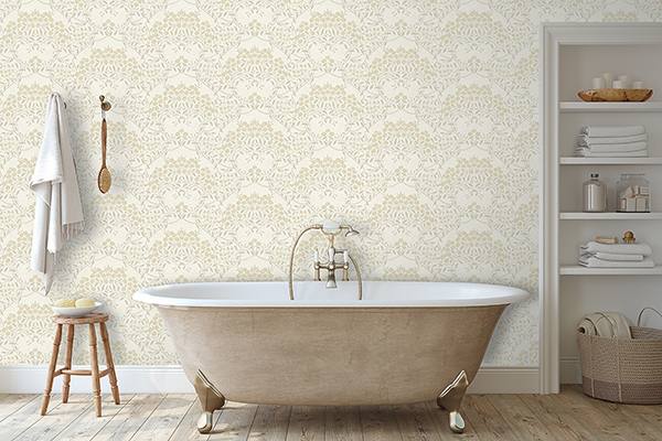Penelope Light Yellow by Arthouse Floral Damask Wallpaper – Brewster Home Fashions AH100184AH