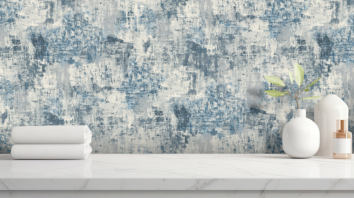 Sergio Blue by Arthouse Abstract Texture Wallpaper – Brewster Home Fashions AH100192AH