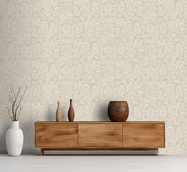 Verity Neutral by Arthouse Jacobean Trail Wallpaper – Brewster Home Fashions AH100194AH