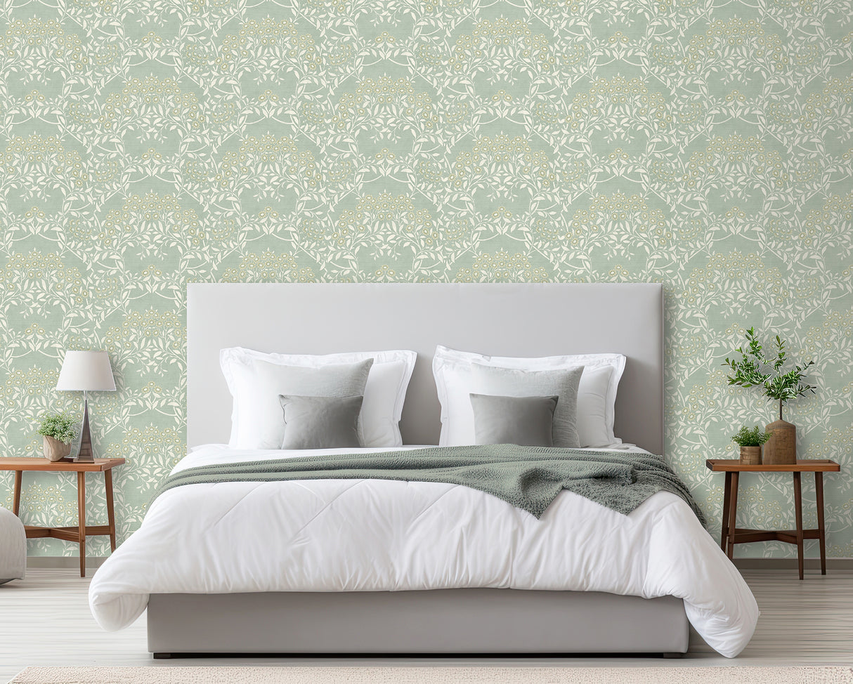 Penelope Green by Arthouse Floral Damask Wallpaper – Brewster Home Fashions AH100195AH