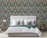 Birdy Navy by Arthouse Nuthatch Floral Wallpaper – Brewster Home Fashions AH100197AH
