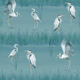 Gerald Blue Heron River wallpaper in blue with herons and reeds
