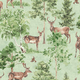 Cletis Neutral Deer Forest Wallpaper by Arthouse showing watercolor deer amid trees
