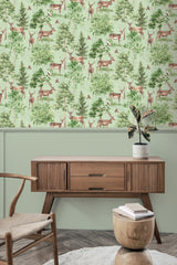 Cletis Neutral by Arthouse Deer Forest Wallpaper – Brewster Home Fashions AH100215AH
