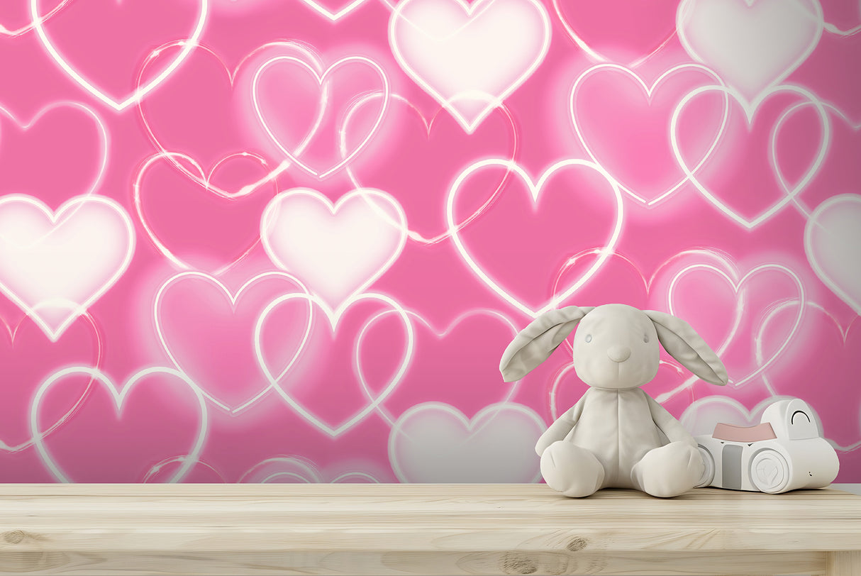 Effie Pink by Arthouse Neon Heart Wallpaper – Brewster Home Fashions AH100222AH