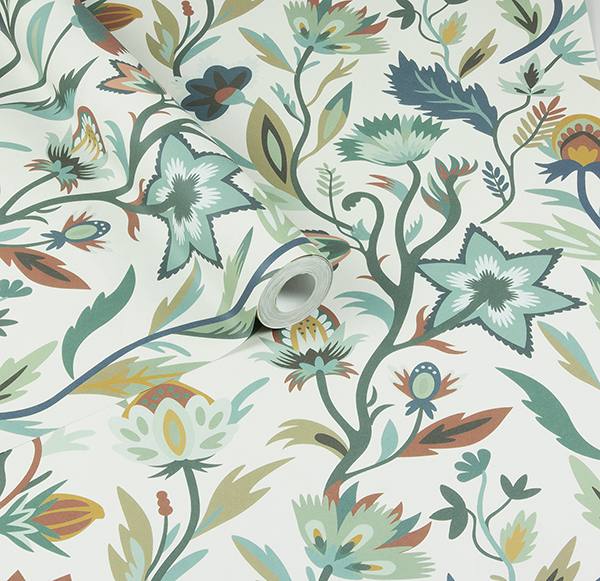 Mallory Blue by Arthouse Vivid Floral Wallpaper – Brewster Home Fashions AH100381AH