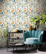 Mallory Blue by Arthouse Vivid Floral Wallpaper – Brewster Home Fashions AH100381AH