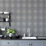 Hudson Grey by Arthouse Checkered Plaid Wallpaper – Brewster Home Fashions AH251906