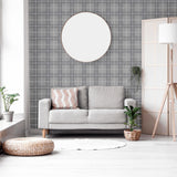 Hudson Grey by Arthouse Checkered Plaid Wallpaper – Brewster Home Fashions AH251906