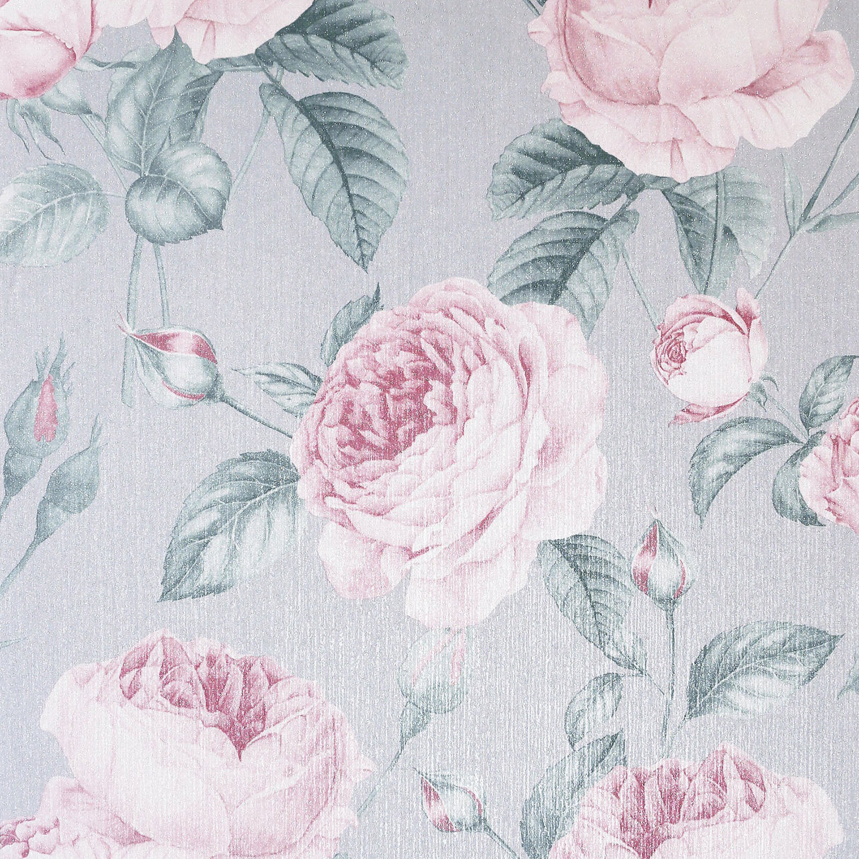 Rosaline light grey floral rose wallpaper by Arthouse