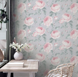 Rosaline Light Grey by Arthouse Floral Wallpaper- Brewster Home Fashions AH251907