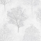 Agatha Black Trees Wallpaper room scene with grey tree silhouettes