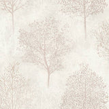Agatha Beige Trees Wallpaper by Arthouse – pattern detail and room view