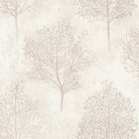 Agatha Beige Trees Wallpaper by Arthouse – pattern detail and room view