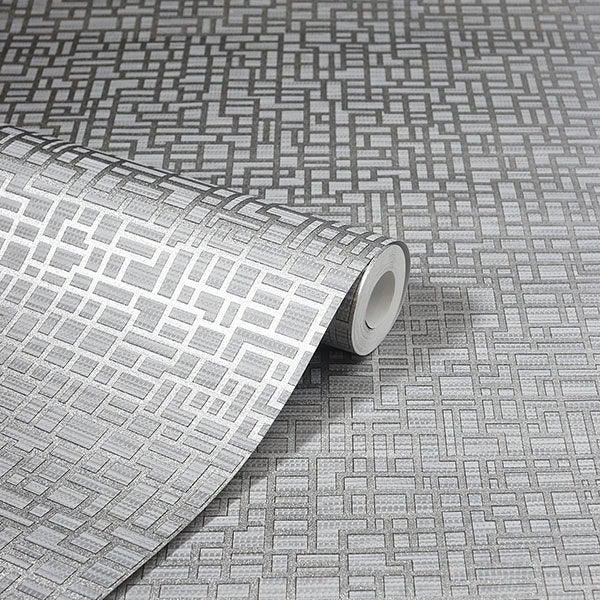 Satoni Silver by Arthouse Geometric Wallpaper- Brewster AH293100