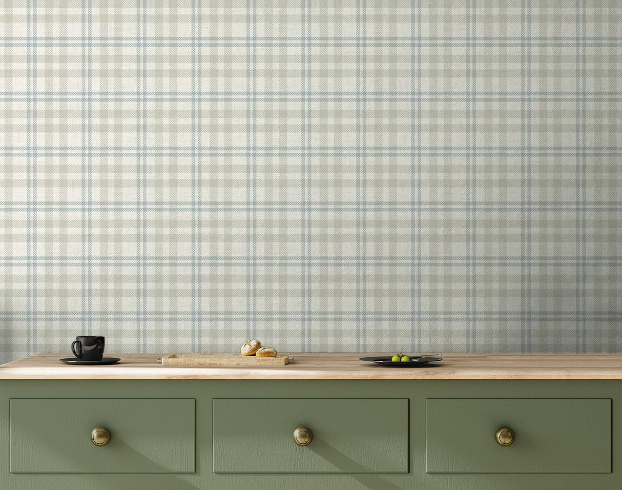 Corrine Neutral by Arthouse Countryside Check Wallpaper – Brewster Home Fashions AH294606