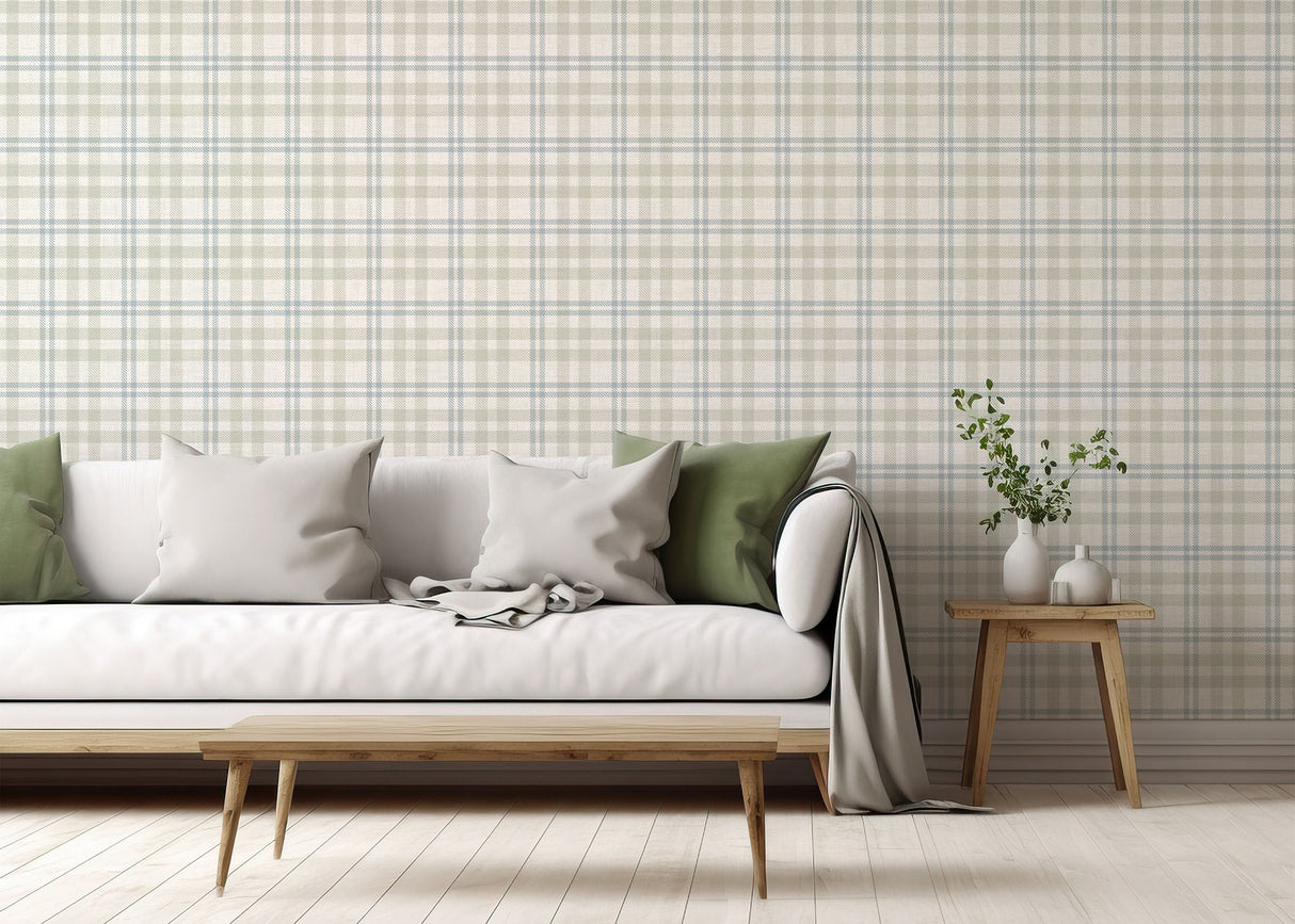 Corrine Neutral by Arthouse Countryside Check Wallpaper – Brewster Home Fashions AH294606