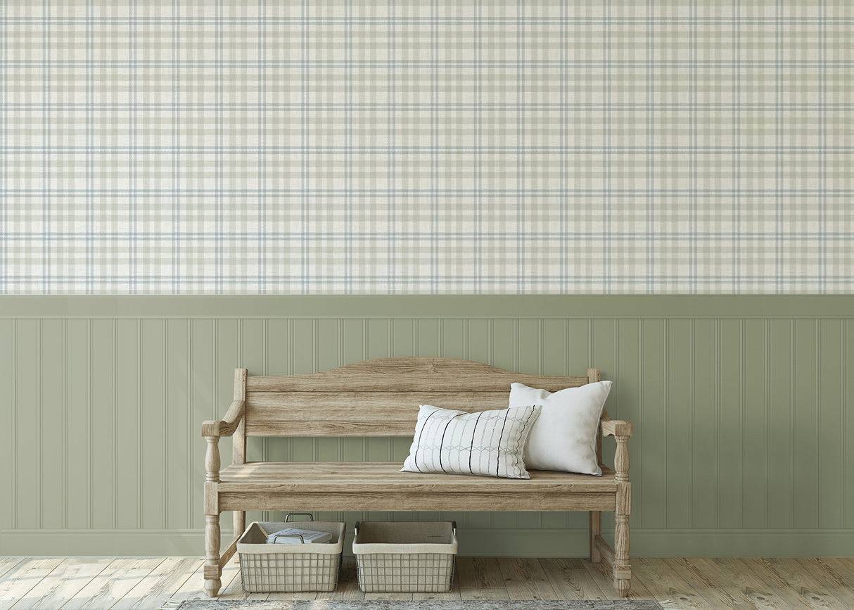 Corrine Neutral by Arthouse Countryside Check Wallpaper – Brewster Home Fashions AH294606