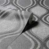 Ignatius Charcoal by Arthouse Ogee Wallpaper – Brewster AH295100
