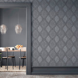 Ignatius Charcoal by Arthouse Ogee Wallpaper – Brewster AH295100