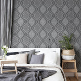 Ignatius Charcoal by Arthouse Ogee Wallpaper – Brewster AH295100