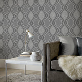 Ignatius Charcoal by Arthouse Ogee Wallpaper – Brewster AH295100