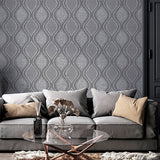 Ignatius Charcoal by Arthouse Ogee Wallpaper – Brewster AH295100