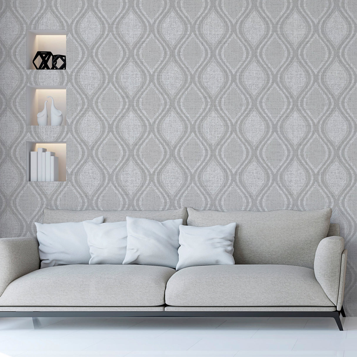 Ignatius Grey by Arthouse Ogee Wallpaper- Brewster Home Fashions AH295101