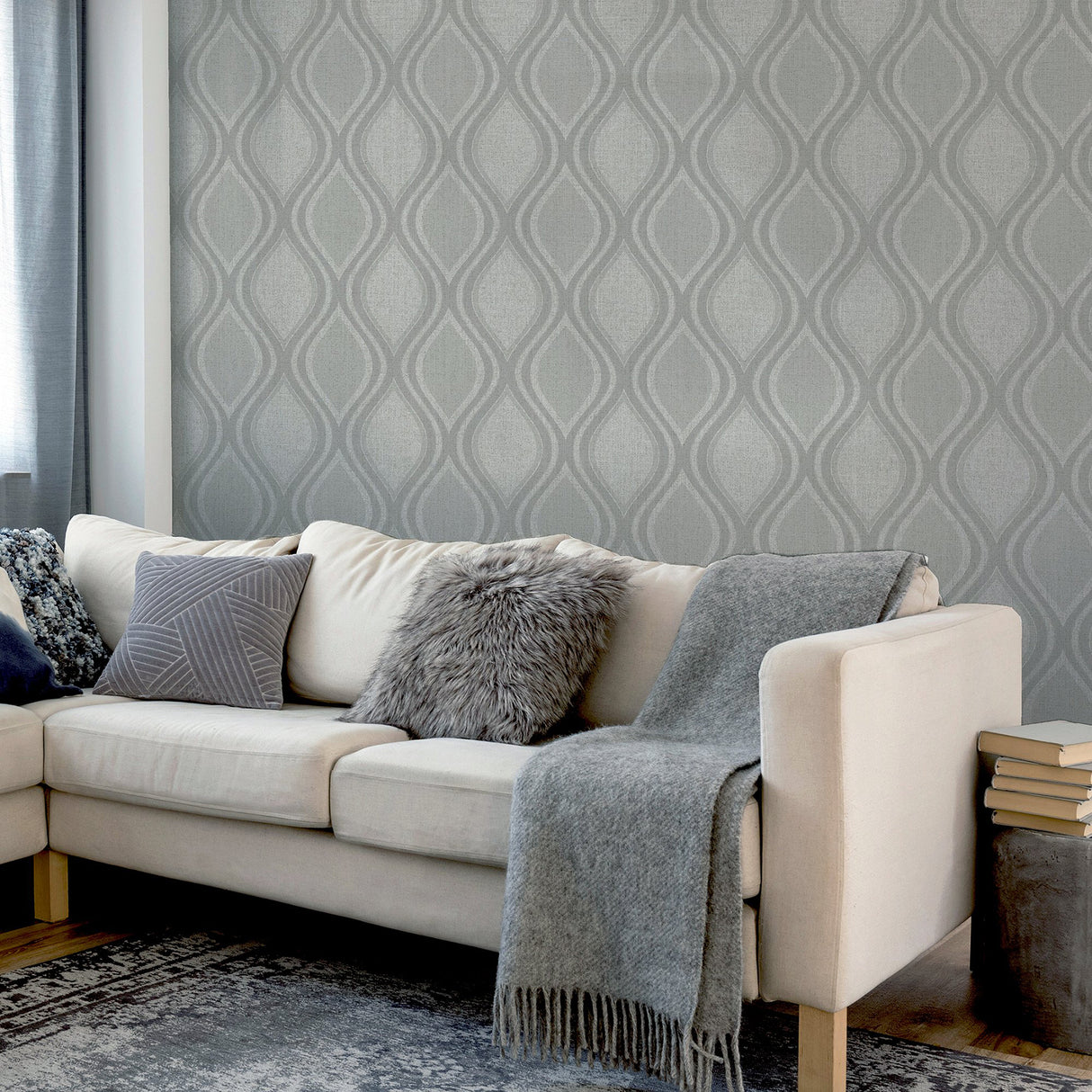 Ignatius Grey by Arthouse Ogee Wallpaper- Brewster Home Fashions AH295101