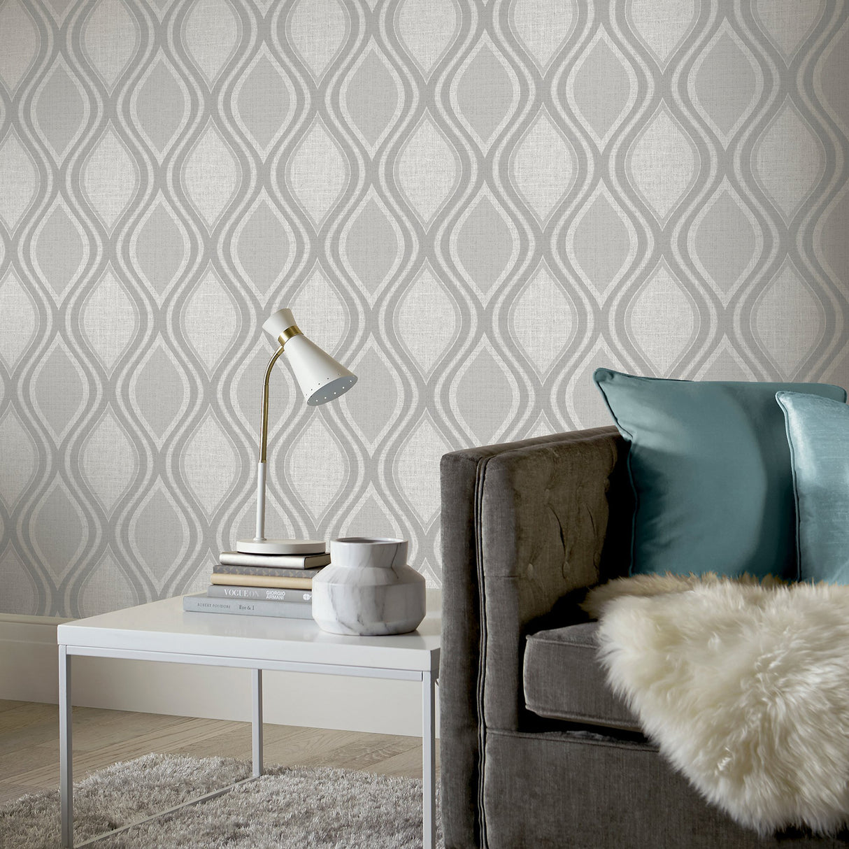 Ignatius Grey by Arthouse Ogee Wallpaper- Brewster Home Fashions AH295101