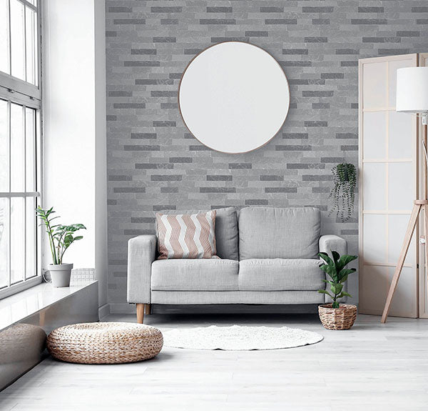 Mortimer Grey Brick by Arthouse Textured Stone Wallpaper – Brewster Home Fashions AH295200