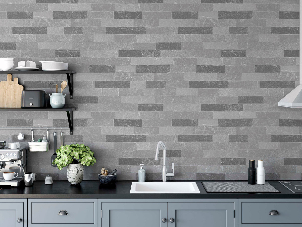 Mortimer Grey Brick by Arthouse Textured Stone Wallpaper – Brewster Home Fashions AH295200