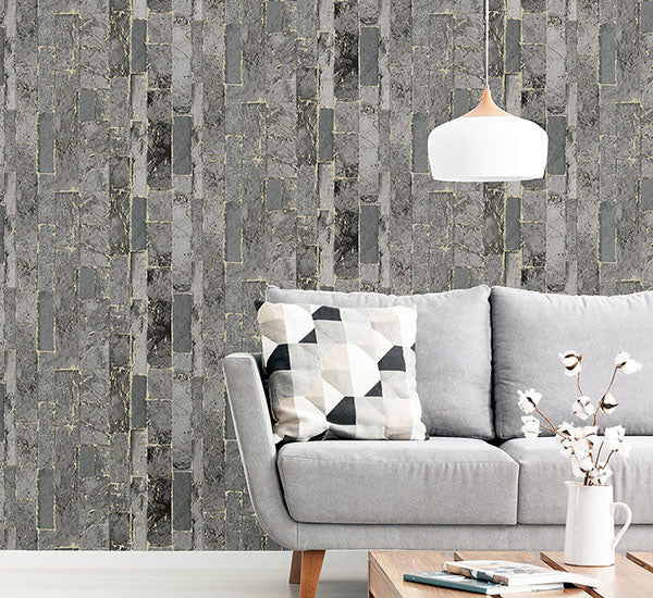Kintsugi Black by Arthouse Geometric Heavyweight Vinyl Wallpaper – Brewster Home Fashions AH295204