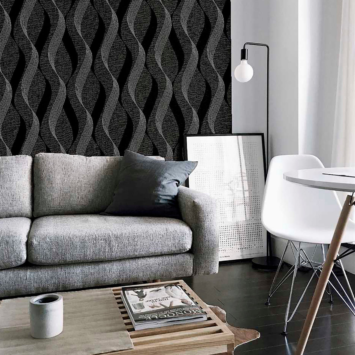 Wilhelmina Black by Arthouse Ribbon Wallpaper- Brewster Home Fashions AH295500