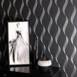 Wilhelmina Black by Arthouse Ribbon Wallpaper- Brewster Home Fashions AH295500