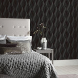 Wilhelmina Black by Arthouse Ribbon Wallpaper- Brewster Home Fashions AH295500