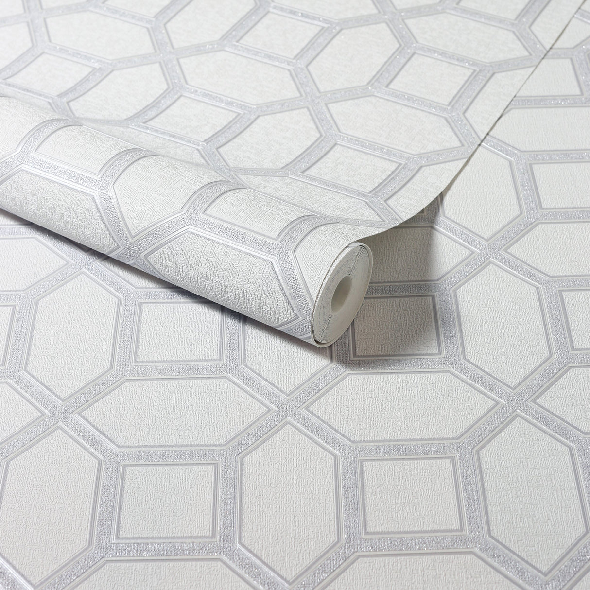 Marjorie Silver Trellis by Arthouse Textured Metallic Wallpaper – Brewster Home Fashions AH295603
