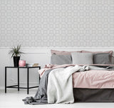 Marjorie Silver Trellis by Arthouse Textured Metallic Wallpaper – Brewster Home Fashions AH295603